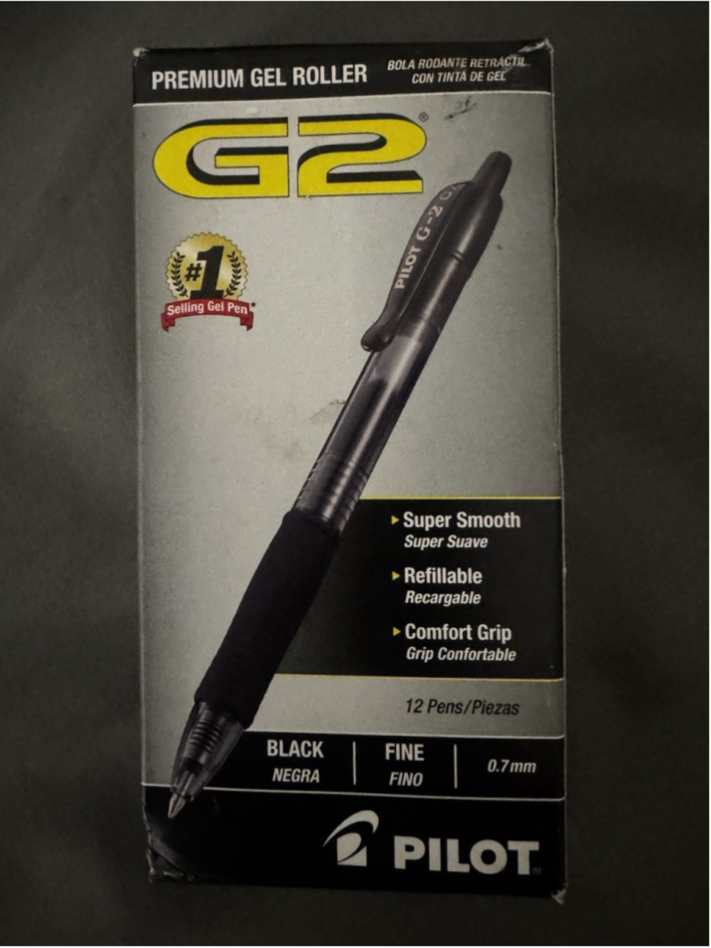 Pilot G-2 Retractable Gel Ink Pens - Black (Pack of 12)